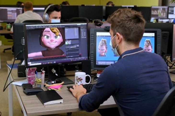 Les bureaux de la société de production et studio d’animation TAT, à Toulouse, le 29 juillet 2021. VALENTINE CHAPUIS / AFP